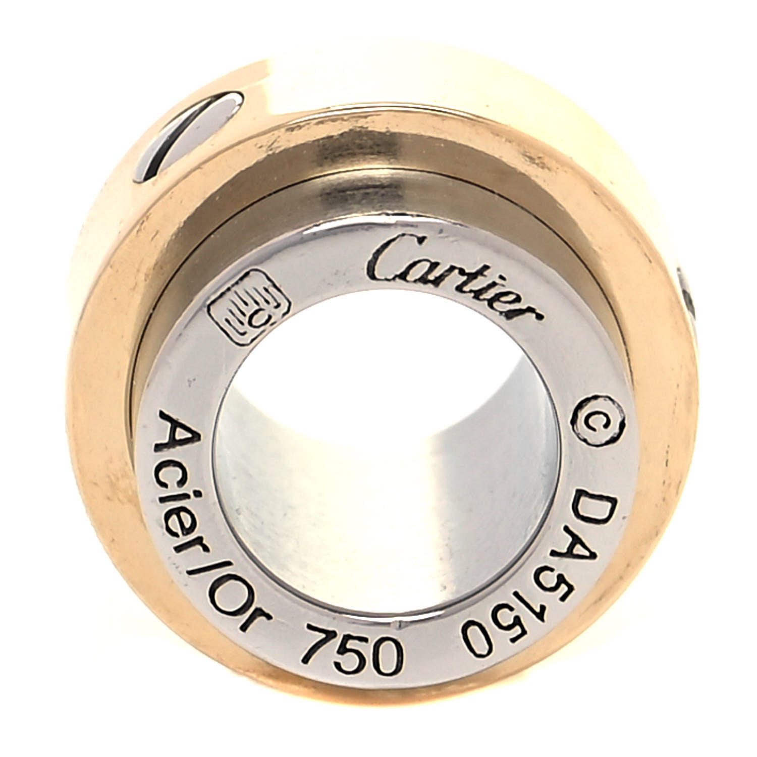 Cartier 18K Yellow Gold Stainless Steel Santos Barrel Pendant 4 of 4