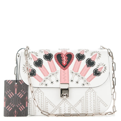 Valentino Garavani Vitello Loveblade Embellished Chain Flap Bag White 1 of 7