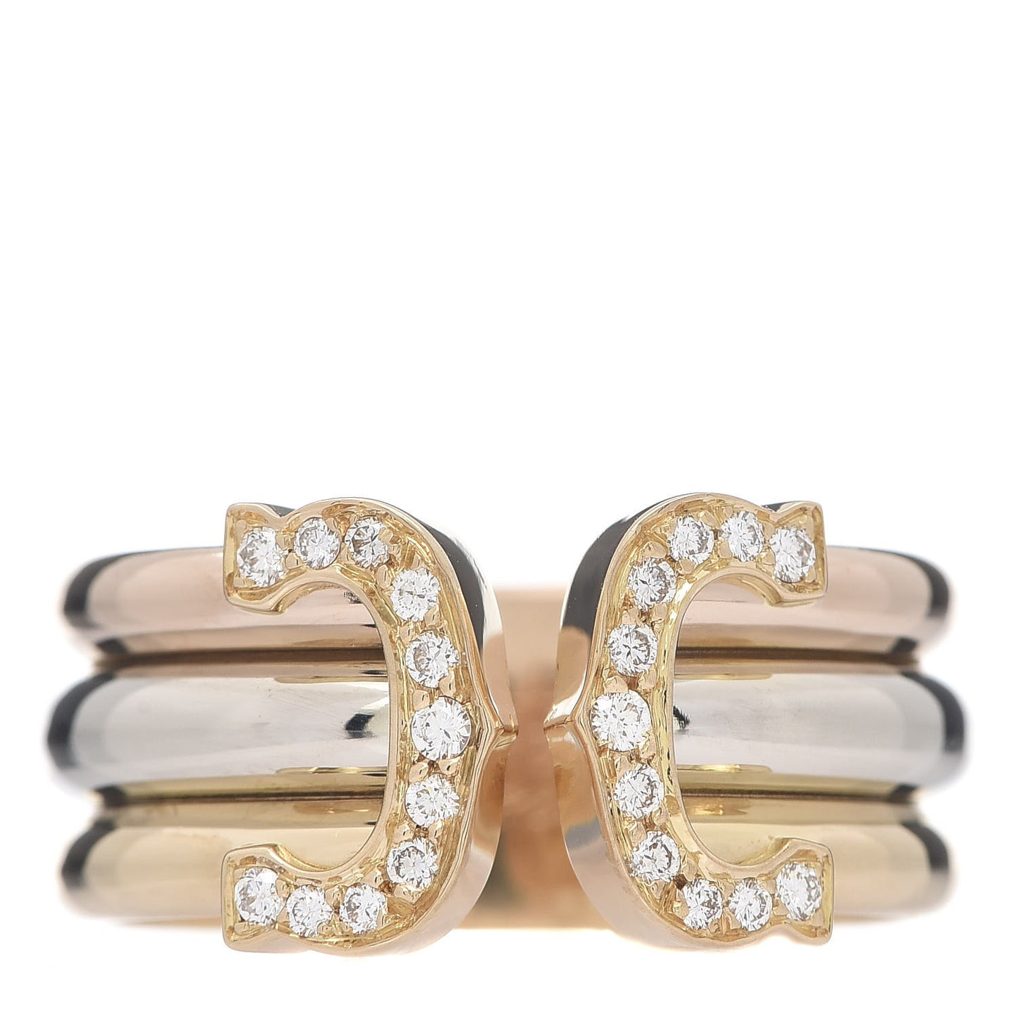 18K Pink Yellow White Gold Diamond 11mm C De Ring 56 7.5