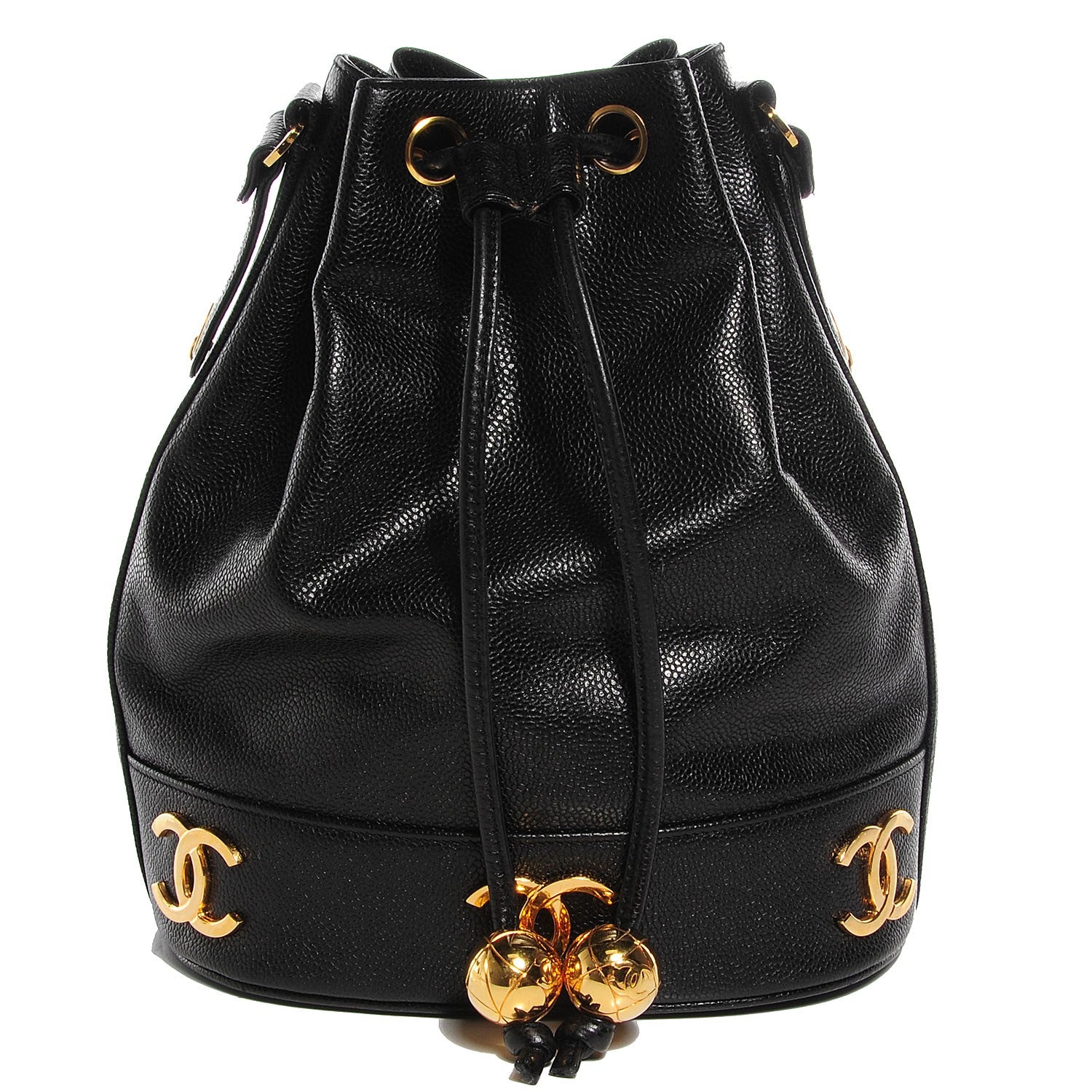 Chanel Caviar CC Drawstring Shoulder Bag Black 1 of 7