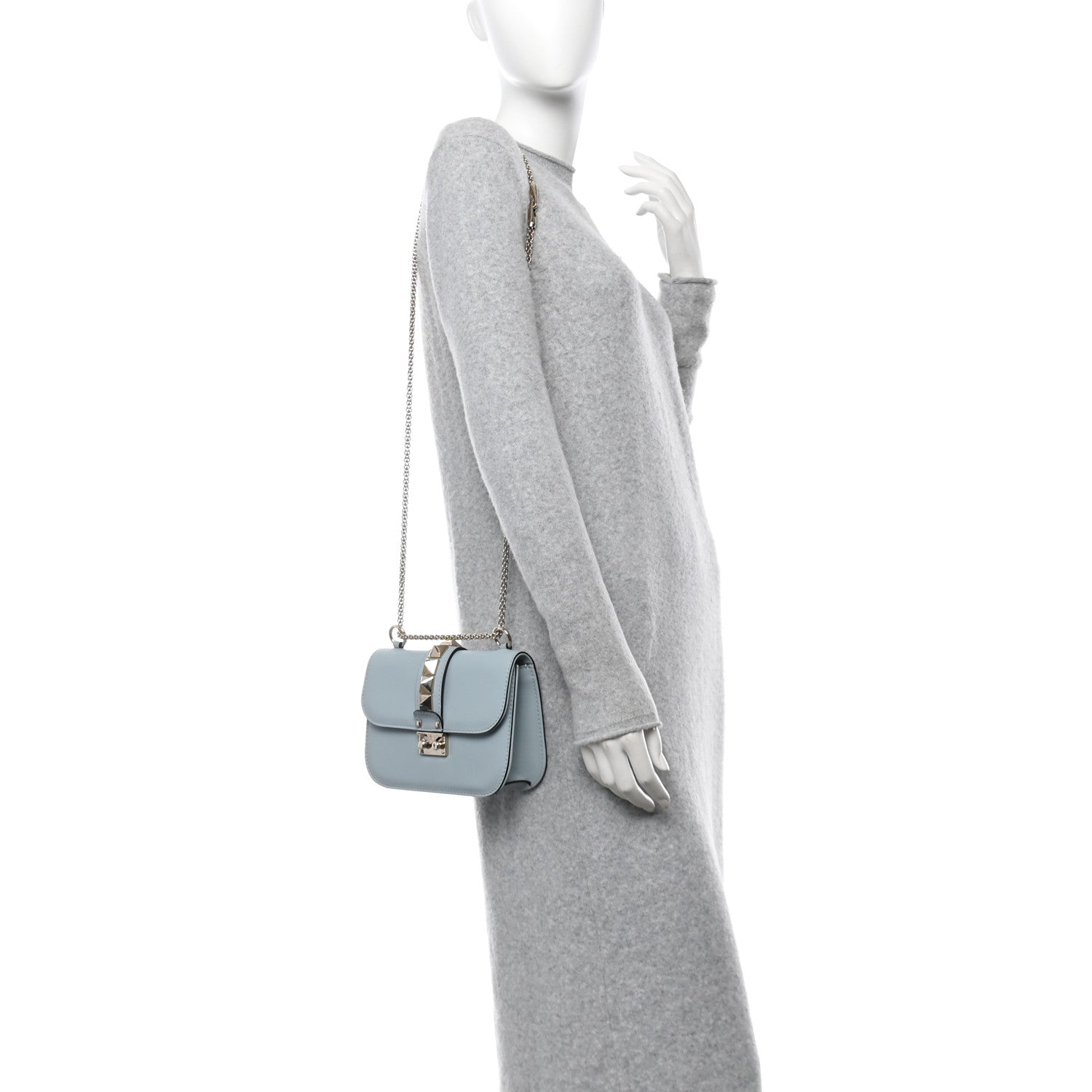 Valentino Garavani Vitello Small Glam Lock Rockstud Flap Sky Sorbet 2 of 12