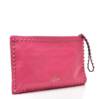 Valentino Garavani Vitello Monochrome Large Rockstud Zip Wristlet Pouch Pop Fuxia 3 of 10
