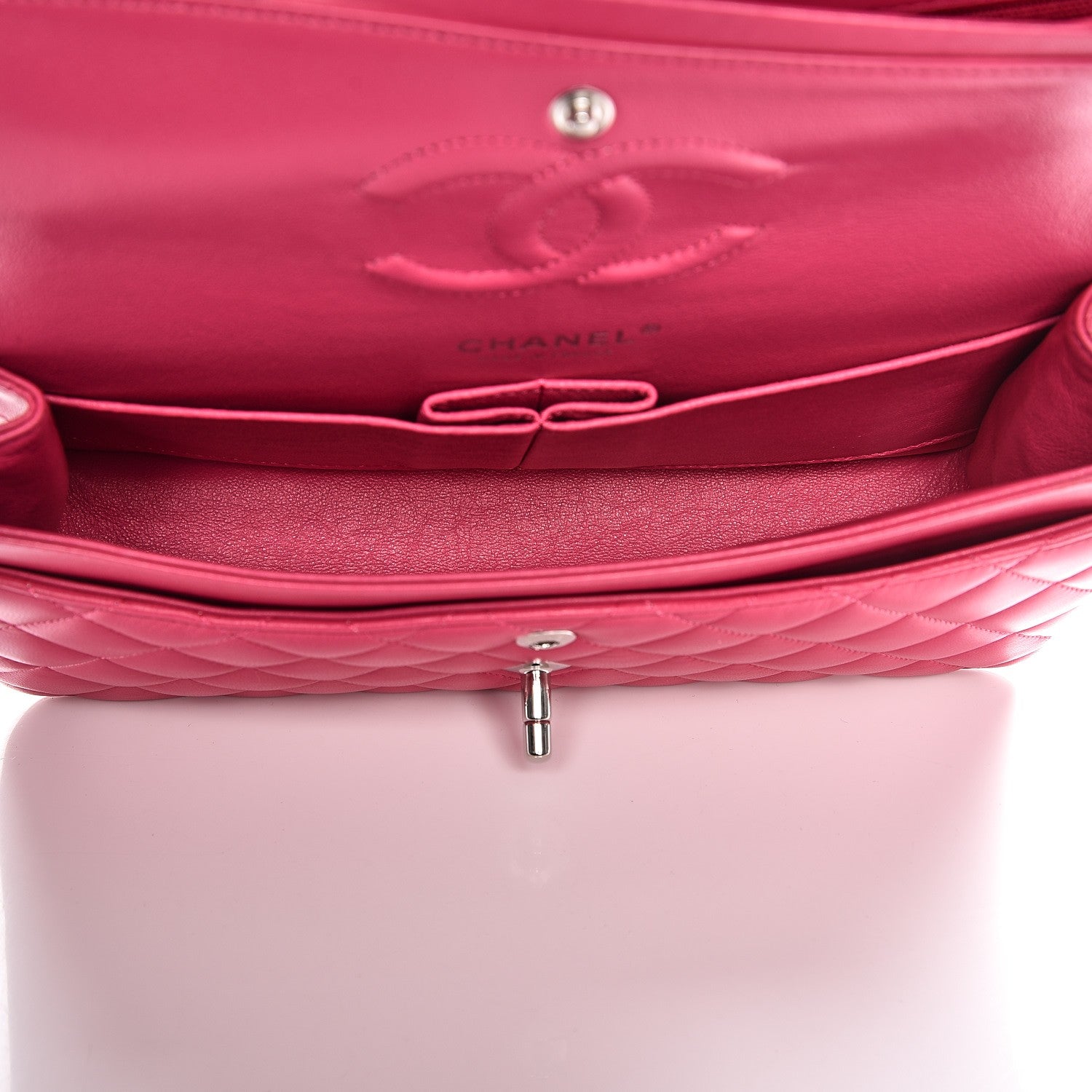 Chanel Lambskin Quilted Medium Double Flap Dark Pink 5 of 12