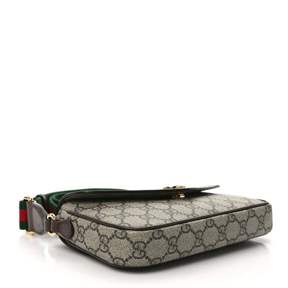 Gucci GG Supreme Monogram Textured Dollar Calfskin Web Mini Ophidia Envelope Shoulder Bag Beige Ebony 4 of 9