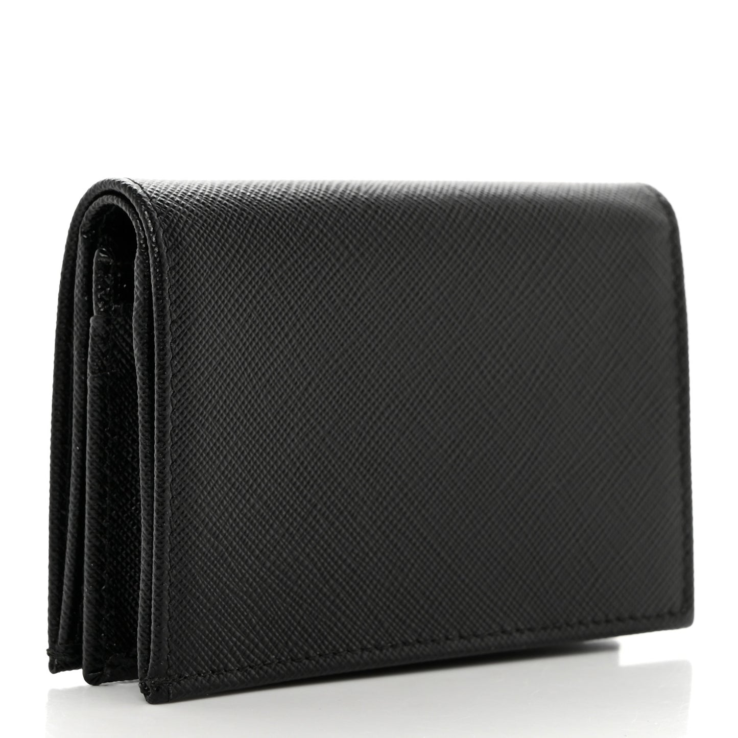 Saffiano Triangle Bi-Fold Card Holder Wallet Black