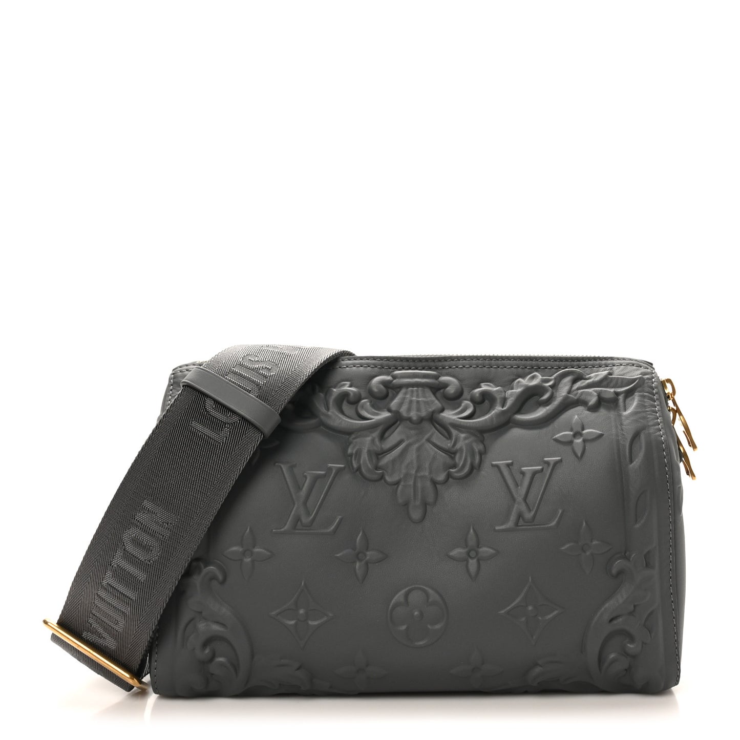 Calfskin Debossed Monogram Versailles City Keepall Dark Shadow Grey