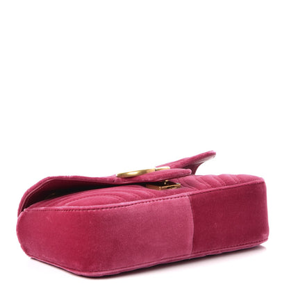 Gucci Velvet Matelasse Mini GG Marmont Shoulder Bag Fuchsia Violet Cyclamen 4 of 7