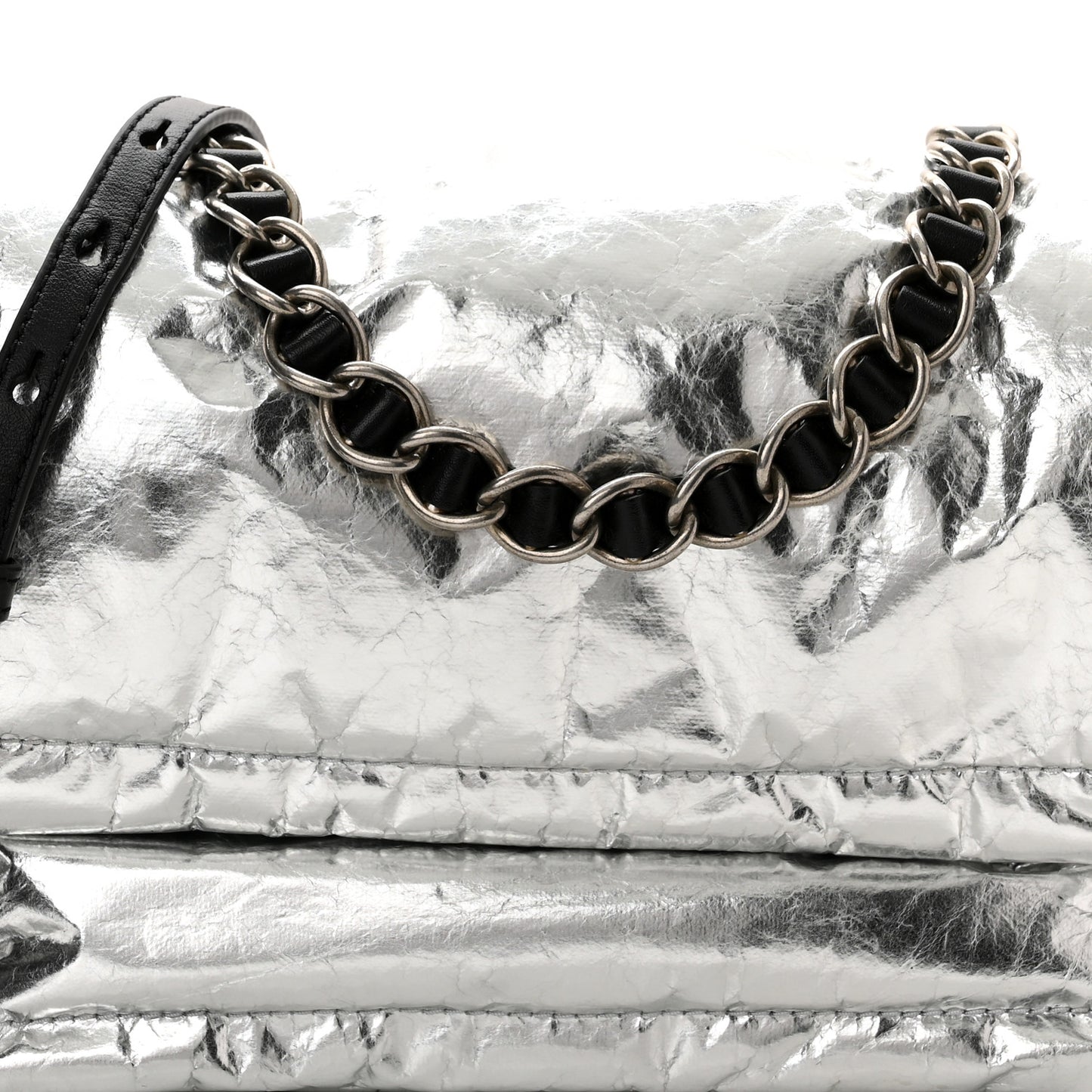 Metallic Lambskin The Pillow Bag Silver