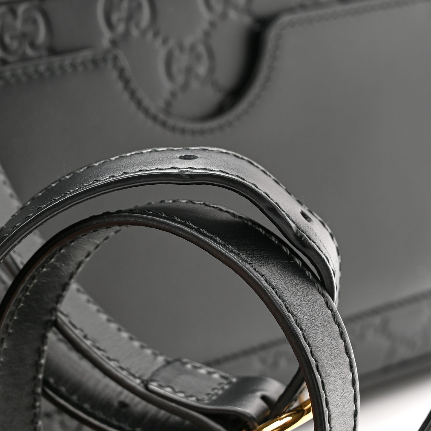 Guccissima Signature Small Padlock Top Handle Bag Black
