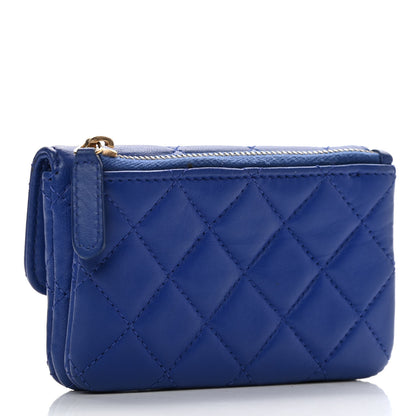 Chanel Lambskin Quilted Coin Purse Blue 3 of 13