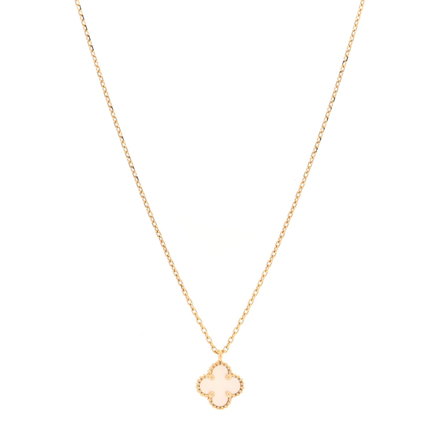 18K Yellow Gold Mother of Pearl Sweet Alhambra Pendant Necklace