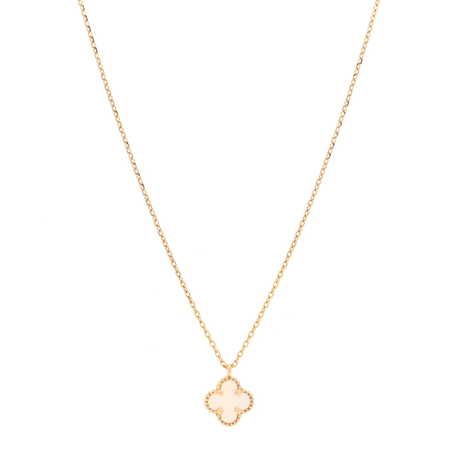 Van Cleef & Arpels 18K Yellow Gold Mother of Pearl Sweet Alhambra Pendant Necklace 1 of 4