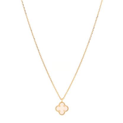 Van Cleef & Arpels 18K Yellow Gold Mother of Pearl Sweet Alhambra Pendant Necklace 1 of 4