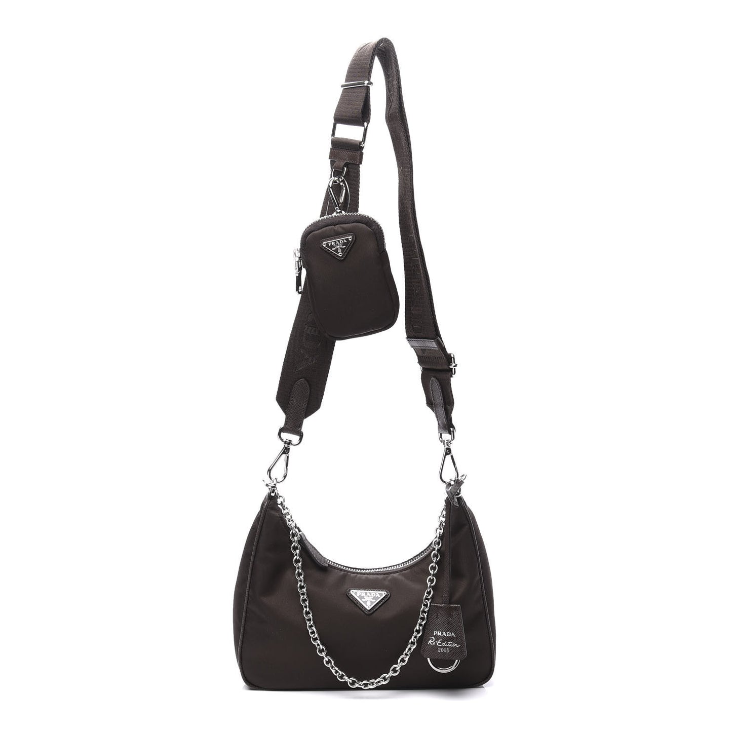 Tessuto Nylon Saffiano Re-Edition 2005 Shoulder Bag Cacao
