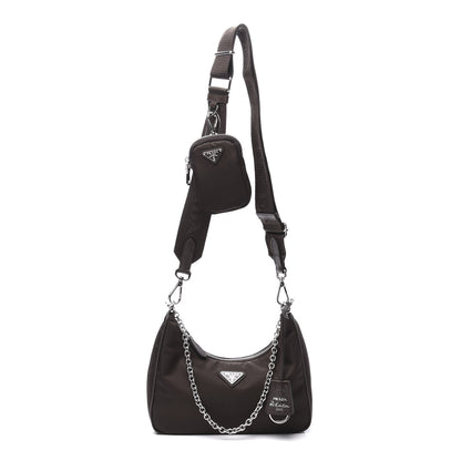 Prada Tessuto Nylon Saffiano Re-Edition 2005 Shoulder Bag Cacao 1 of 11