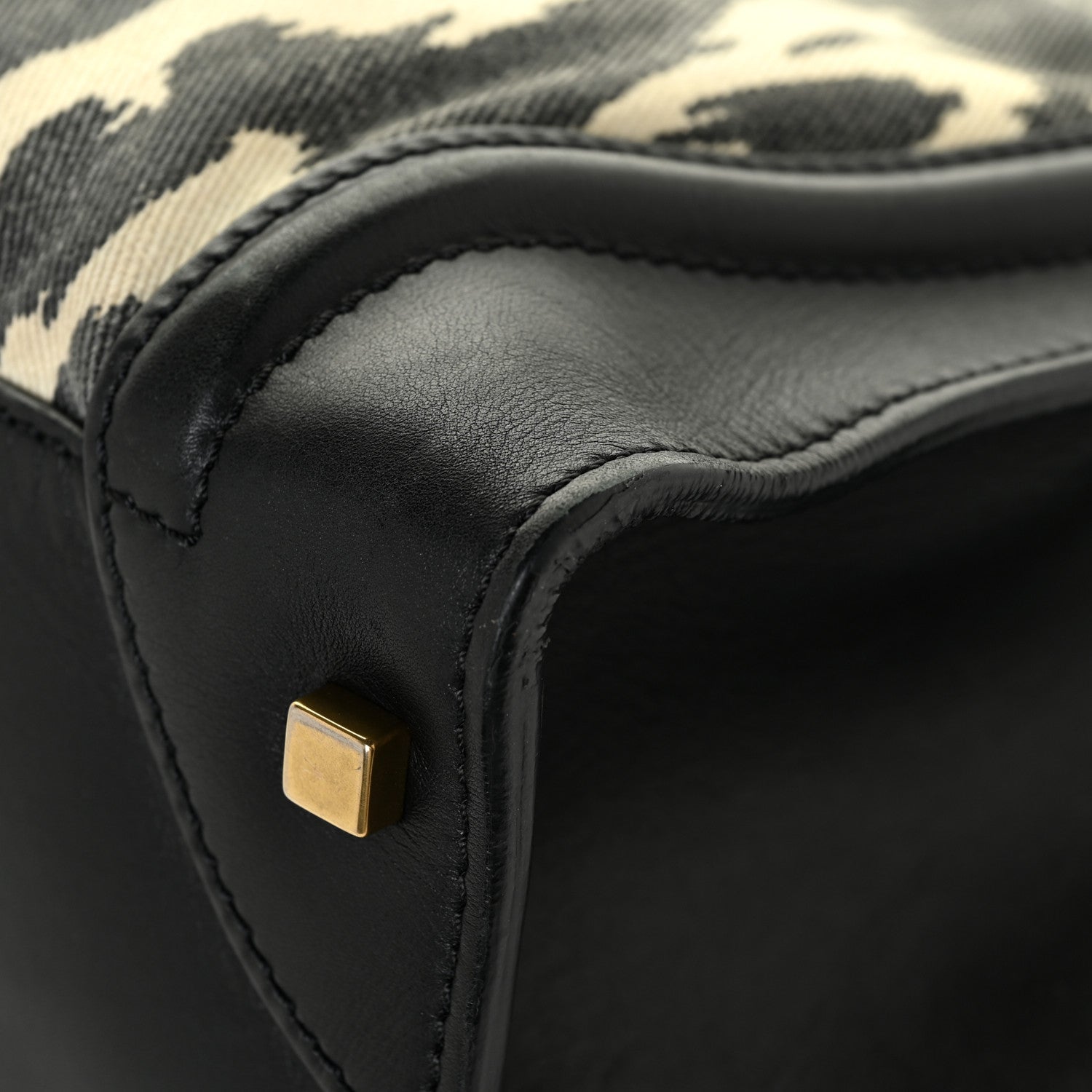 Celine Linen Smooth Calfskin Leopard Print Medium Luggage Black 15 of 20