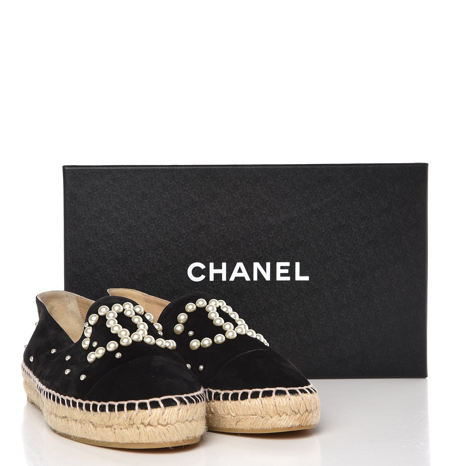 Chanel Suede Pearl CC Espadrilles 39 Black 10 of 10