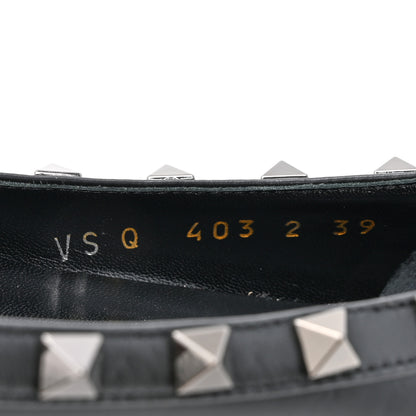 Valentino Garavani Calfskin Lacquered Monochrome Rockstud Ballerina Flats 39 Black 8 of 11