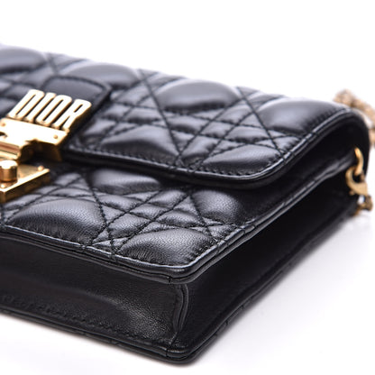 Christian Dior Lambskin Cannage Dioraddict Wallet on Chain Clutch Black 8 of 10