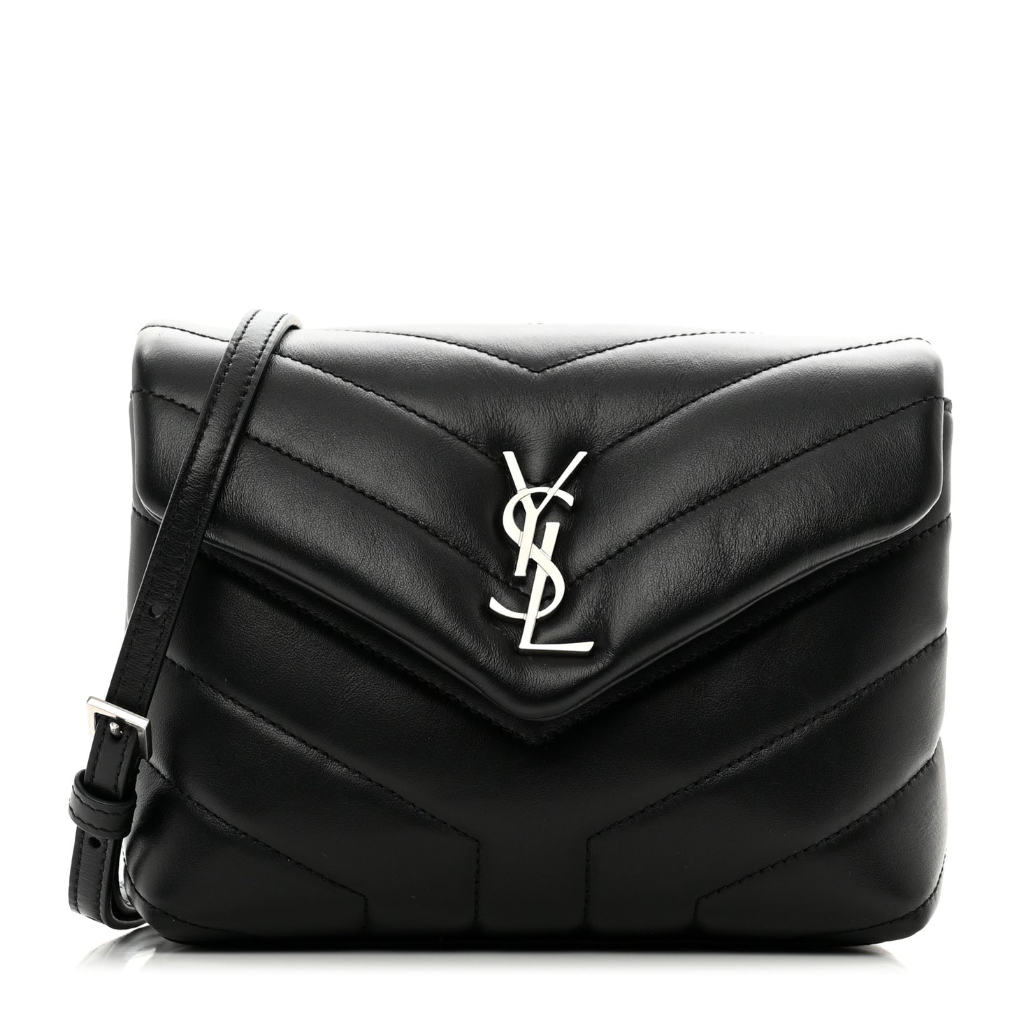 Calfskin Y Quilted Monogram Toy Loulou Crossbody Bag Black