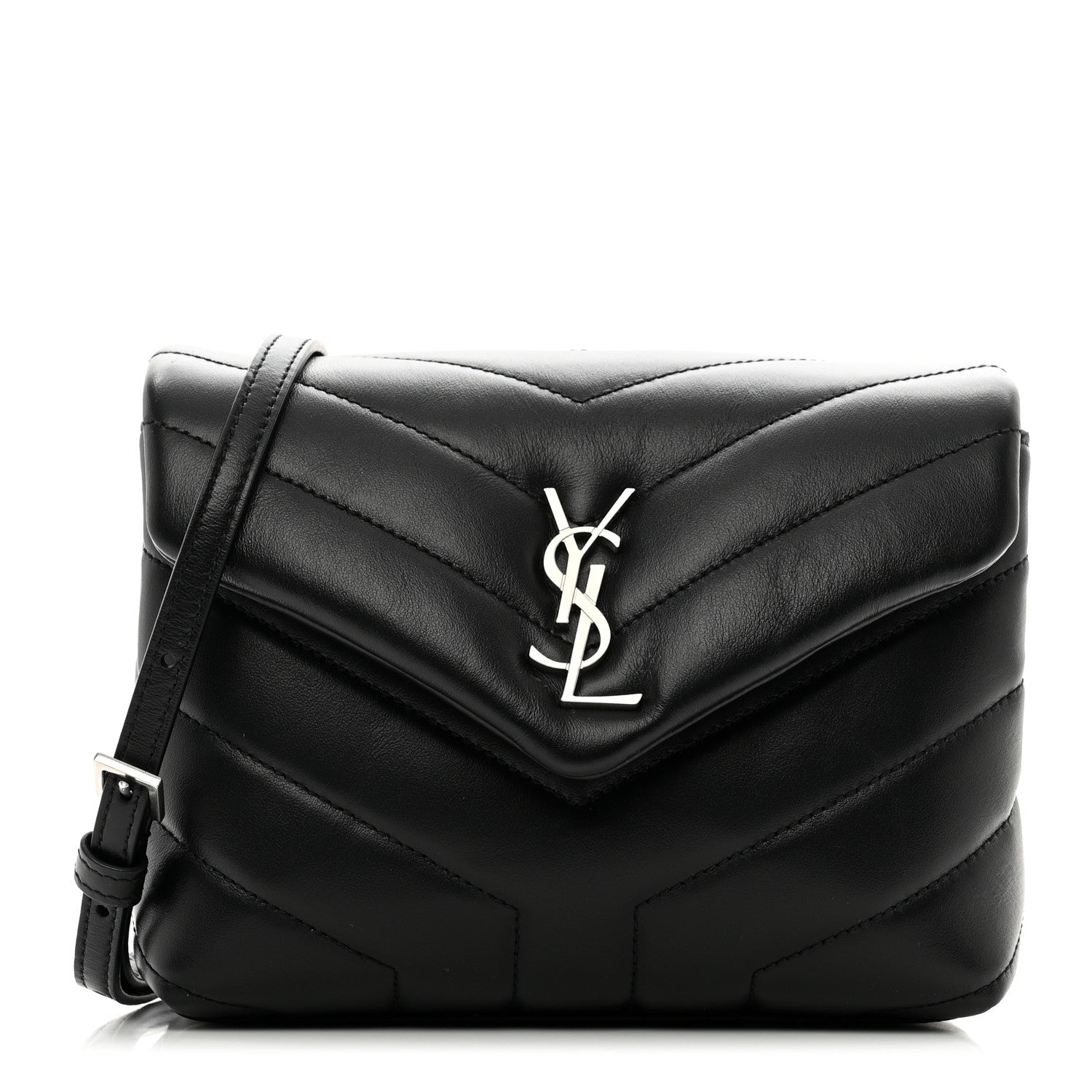 Saint Laurent Calfskin Y Quilted Monogram Toy Loulou Crossbody Bag Black 1 of 12