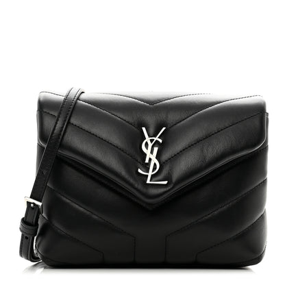 Saint Laurent Calfskin Y Quilted Monogram Toy Loulou Crossbody Bag Black 1 of 12