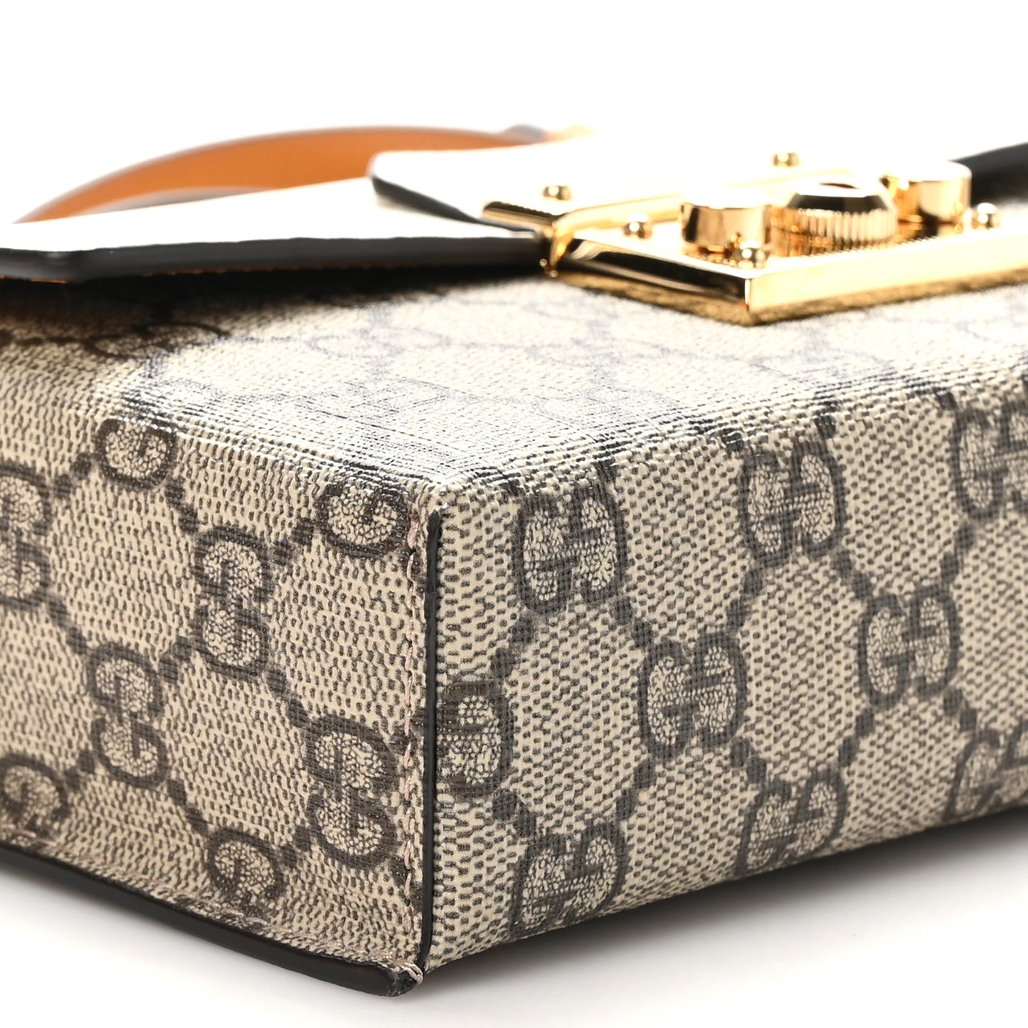 GG Supreme Monogram New Sakai Calfskin Mini Padlock Top Handle Shoulder Bag Beige Ebony Mystic White Sun Oil