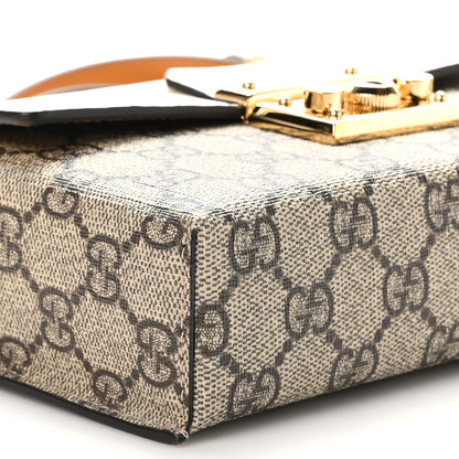 Gucci GG Supreme Monogram New Sakai Calfskin Mini Padlock Top Handle Shoulder Bag Beige Ebony Mystic White Sun Oil 9 of 11
