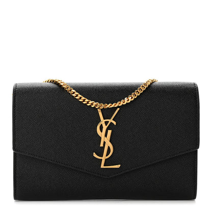 Saint Laurent Grain de Poudre Uptown Chain Wallet Black 1 of 11