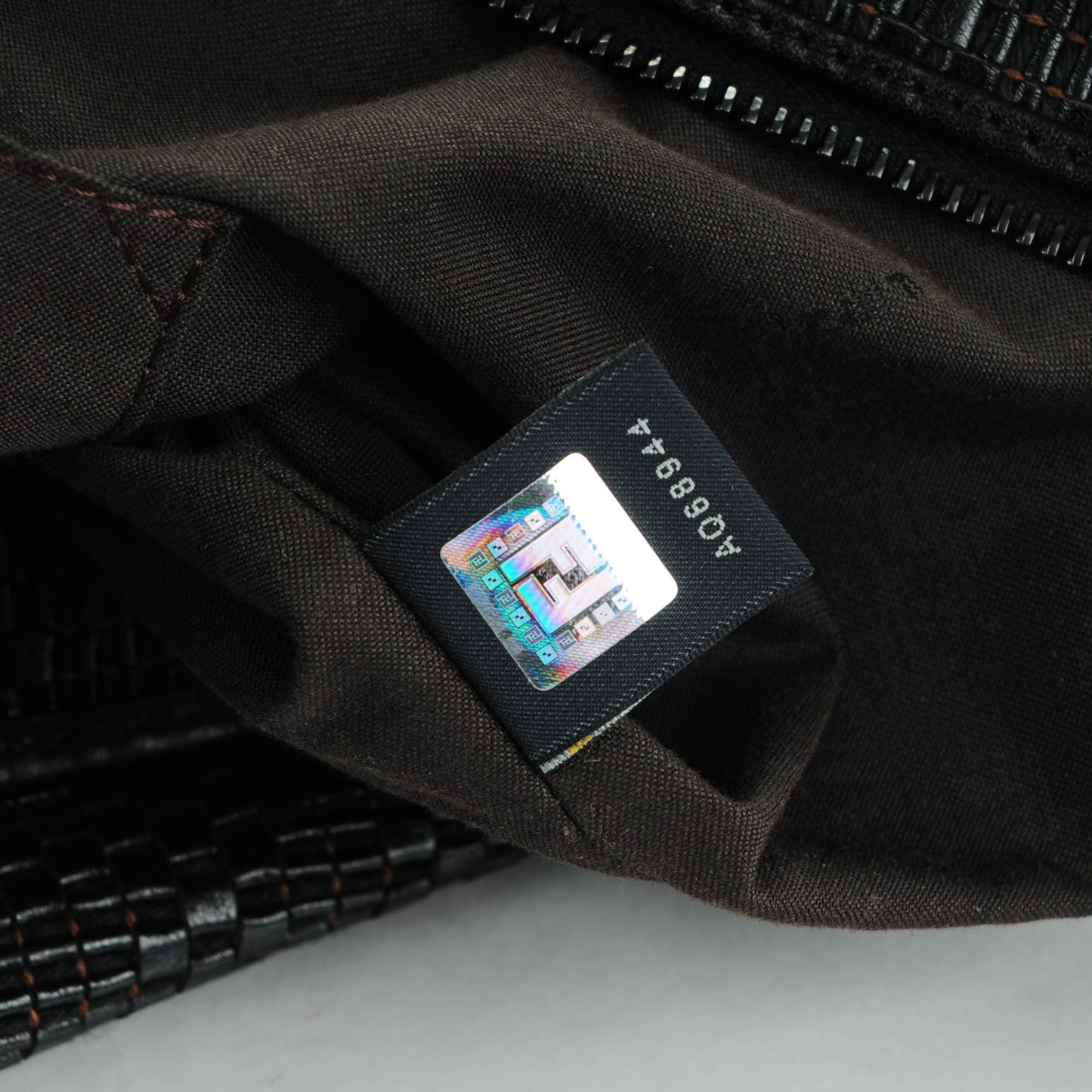 Leather Zucca Woven Forever Hobo Black