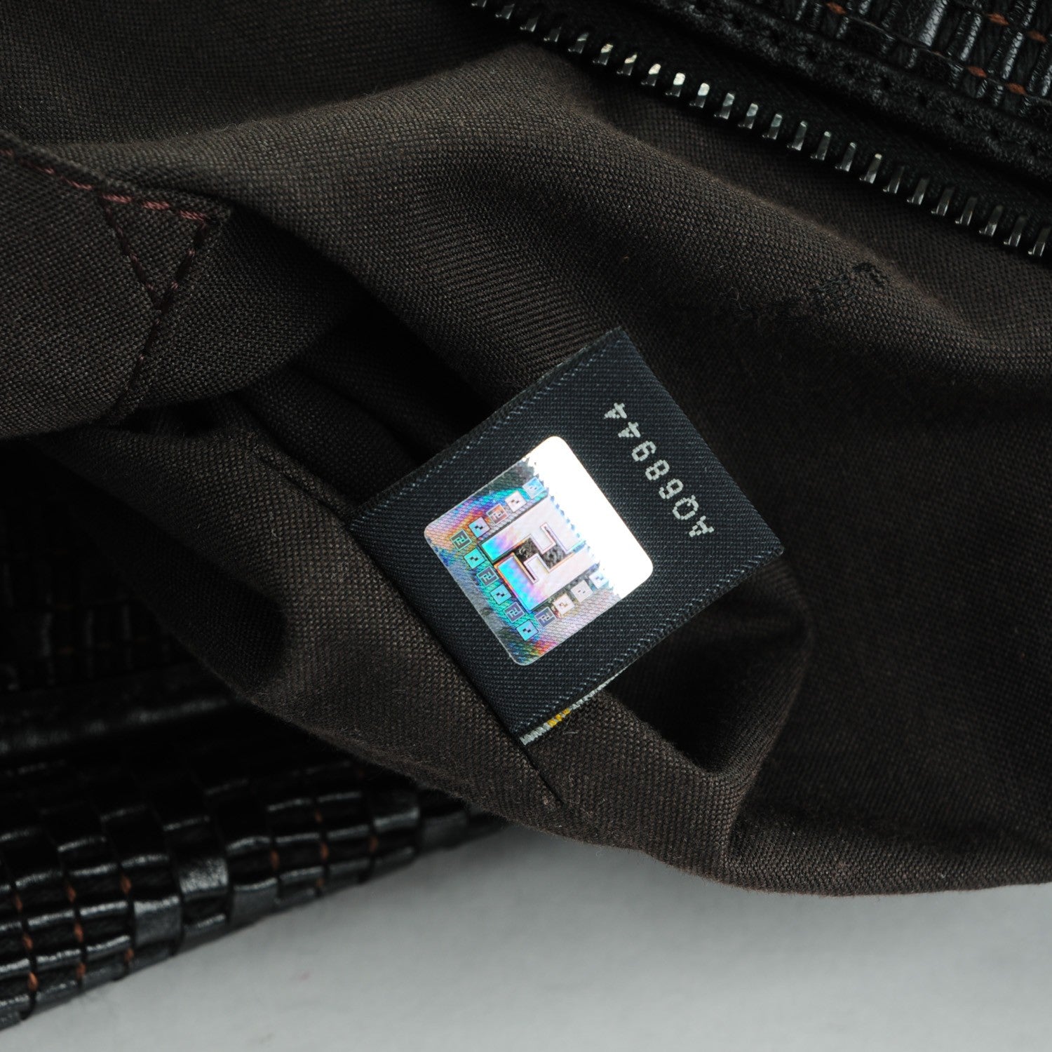 Fendi Leather Zucca Woven Forever Hobo Black 8 of 8