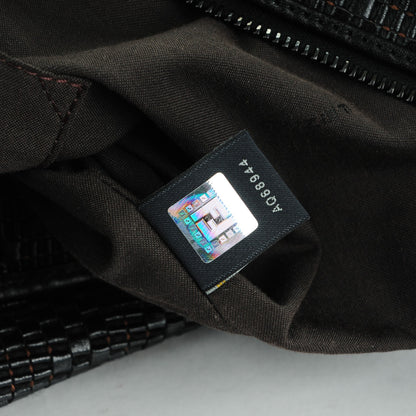 Fendi Leather Zucca Woven Forever Hobo Black 8 of 8