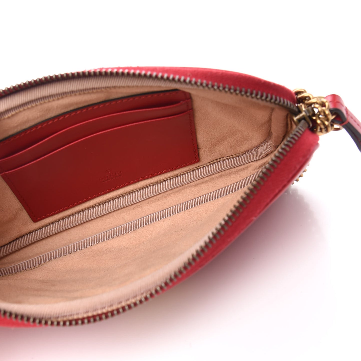 Calfskin Matelasse Mini GG Marmont Chain Crossbody Bag Hibiscus Red