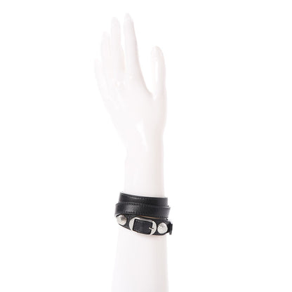 Balenciaga Agneau Giant Silver Hardware Triple Tour M Bracelet Black 2 of 7