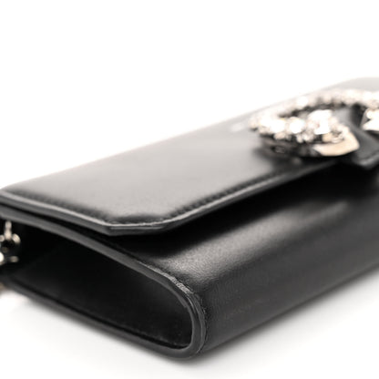 Jimmy Choo Smooth Calfskin Crystal Embellished Chain Wallet Black 8 of 10