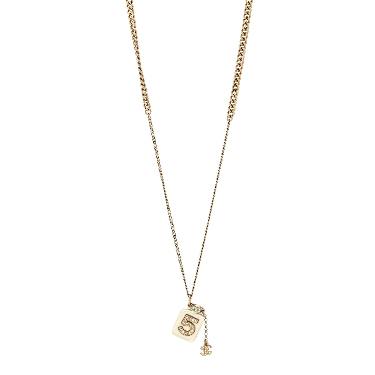 Resin Crystal CC No 5 Perfume Bottle Necklace