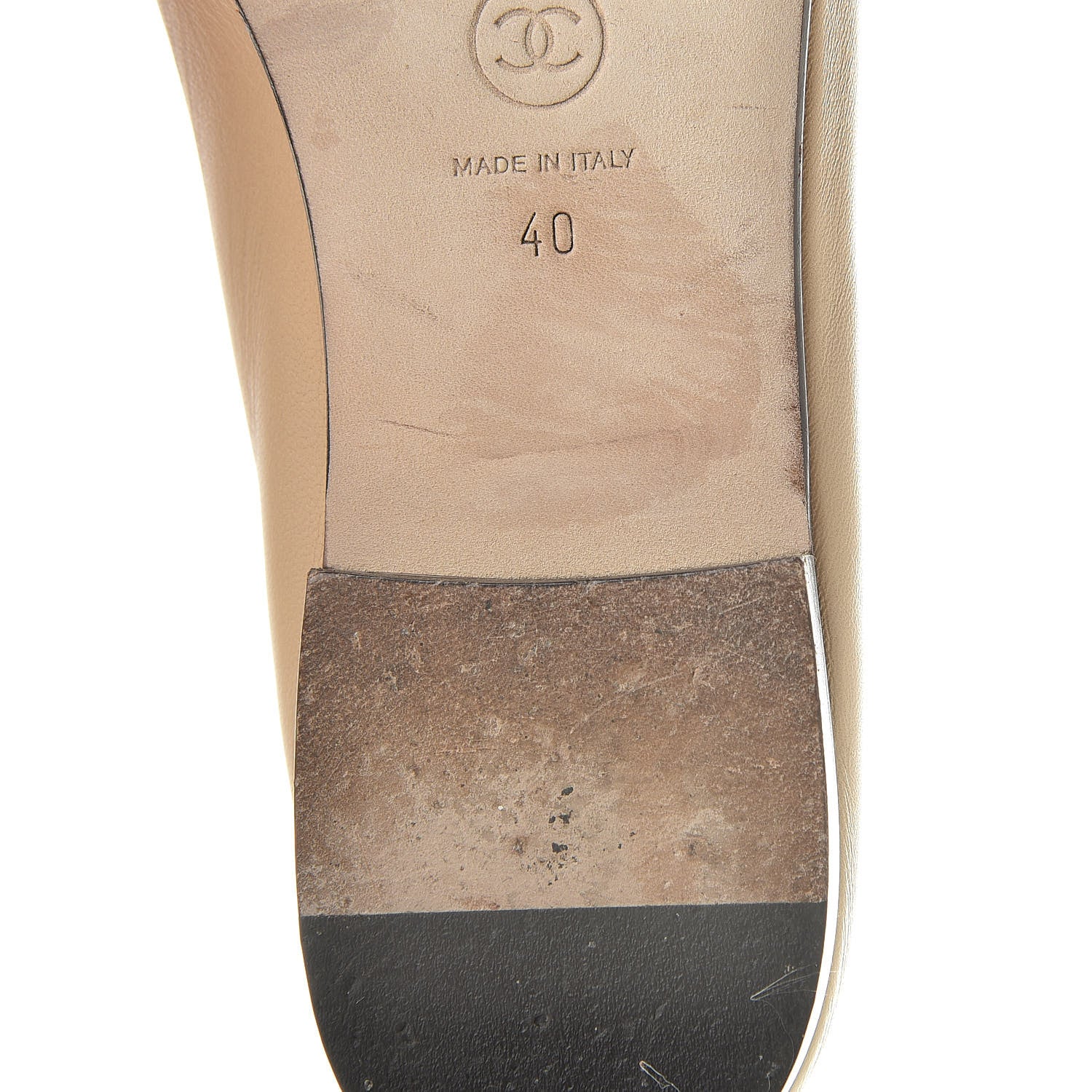 Chanel Lambskin Cap Toe CC Ballerina Flats 40 Beige Black 11 of 15