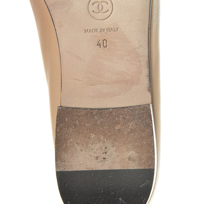 Chanel Lambskin Cap Toe CC Ballerina Flats 40 Beige Black 11 of 15