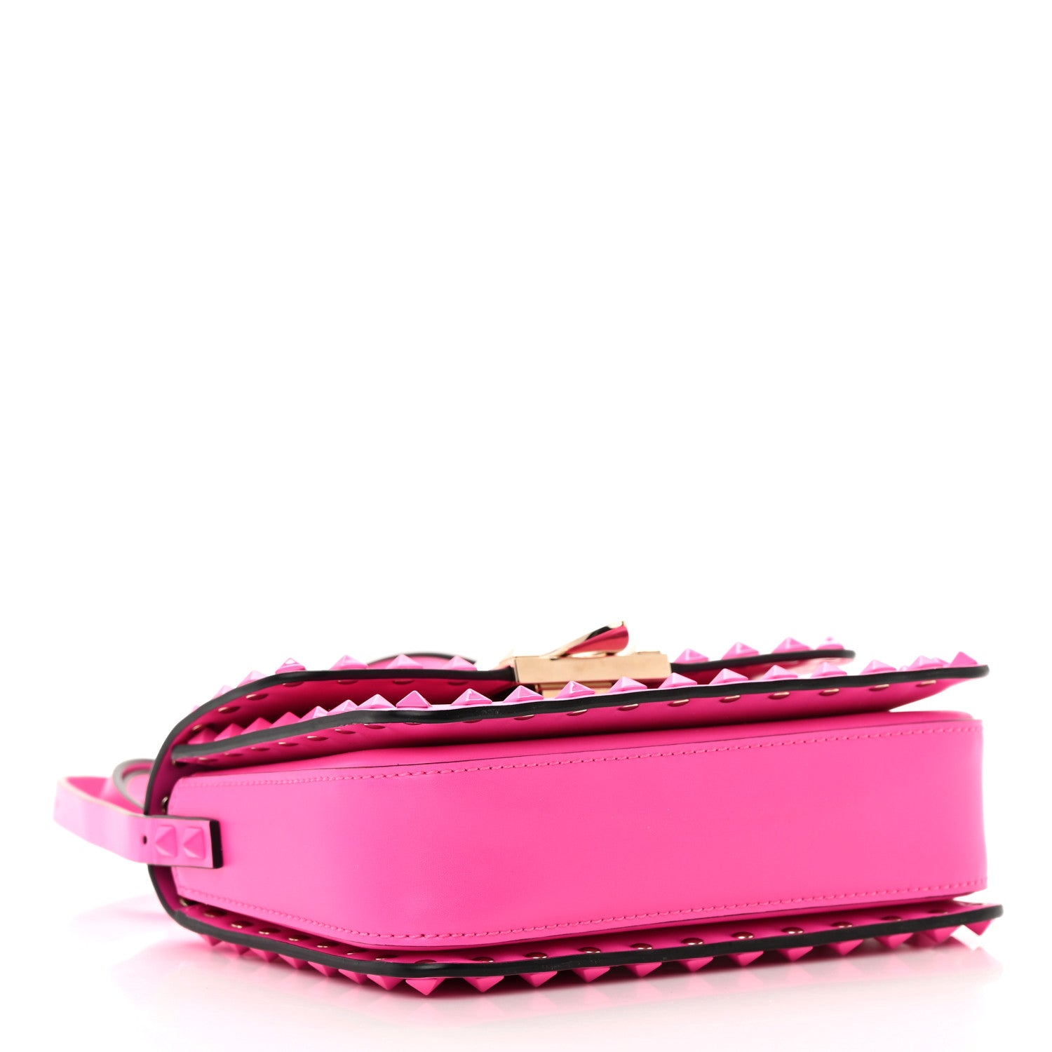 Valentino Garavani Smooth Calfskin Enamel Tonal Small Rockstud23 Shoulder Bag Pink PP 4 of 17