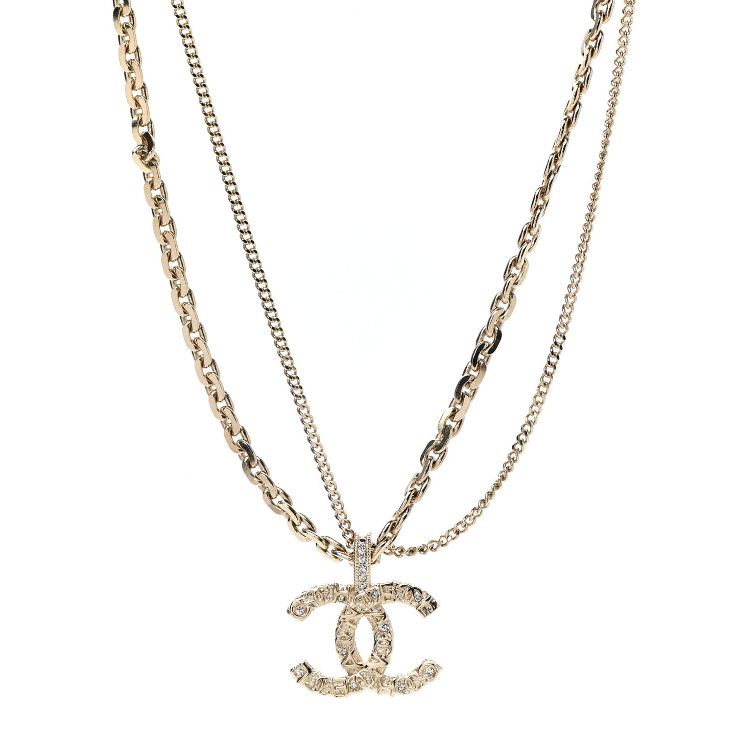 Crystal CC Multi Strand Chain Necklace Gold