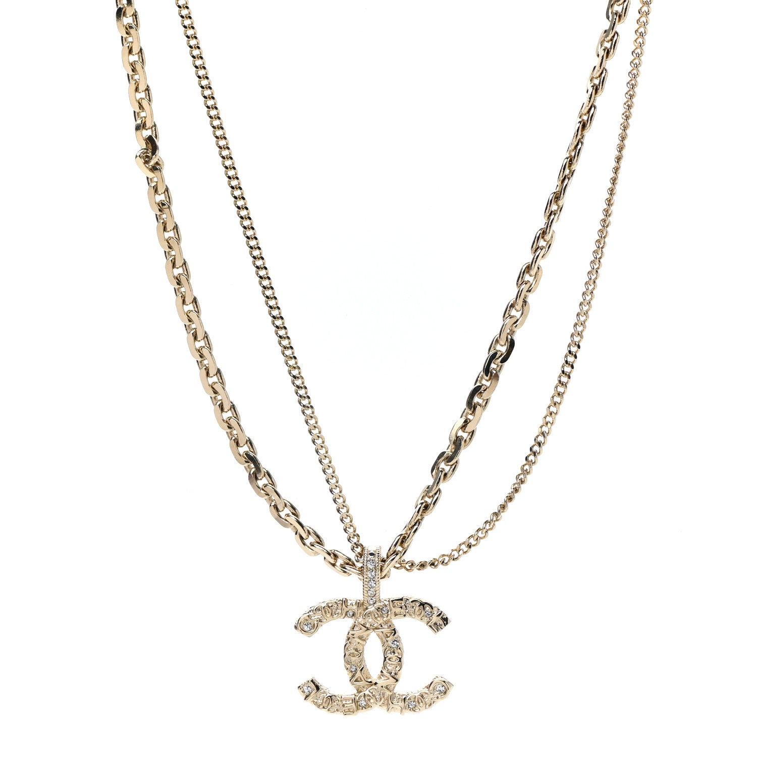 Chanel Crystal CC Multi Strand Chain Necklace Gold 1 of 5