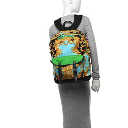 Versace Nylon Barocco Signature Print Backpack Blue Multicolor 2 of 10