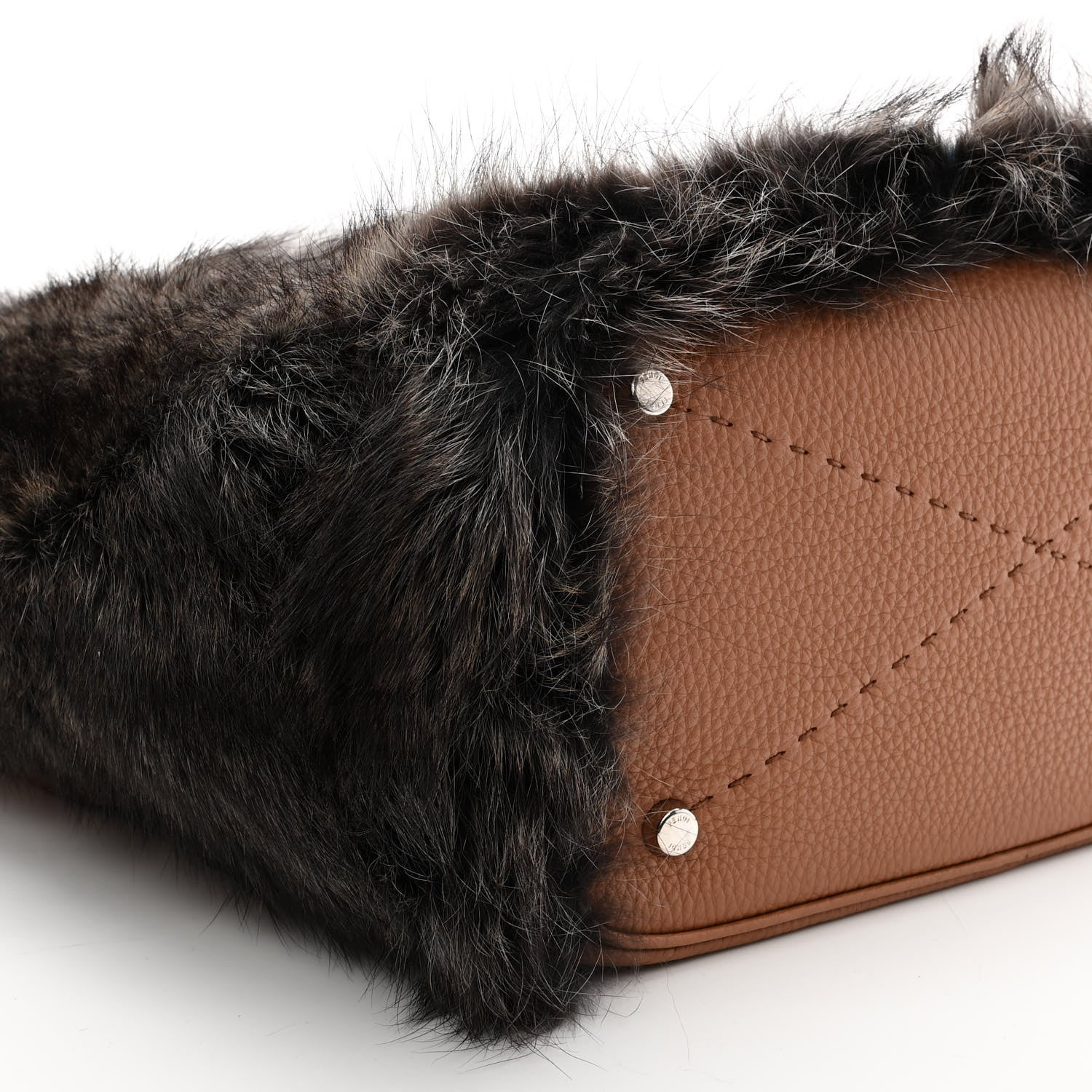 Fendi Mink Fur Calfskin Romano Selleria Anna Bucket Bag Mou 9 of 10