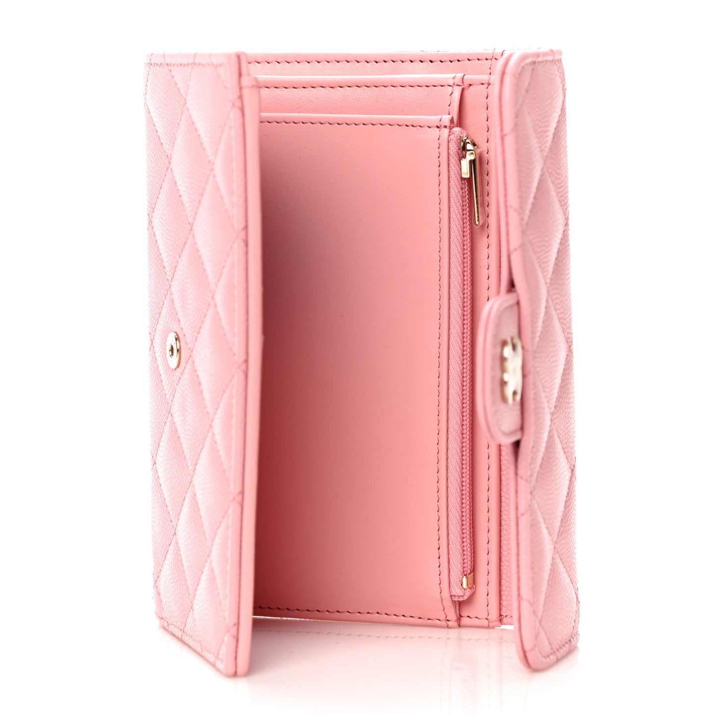Caviar Quilted Medium Flap Wallet Pink