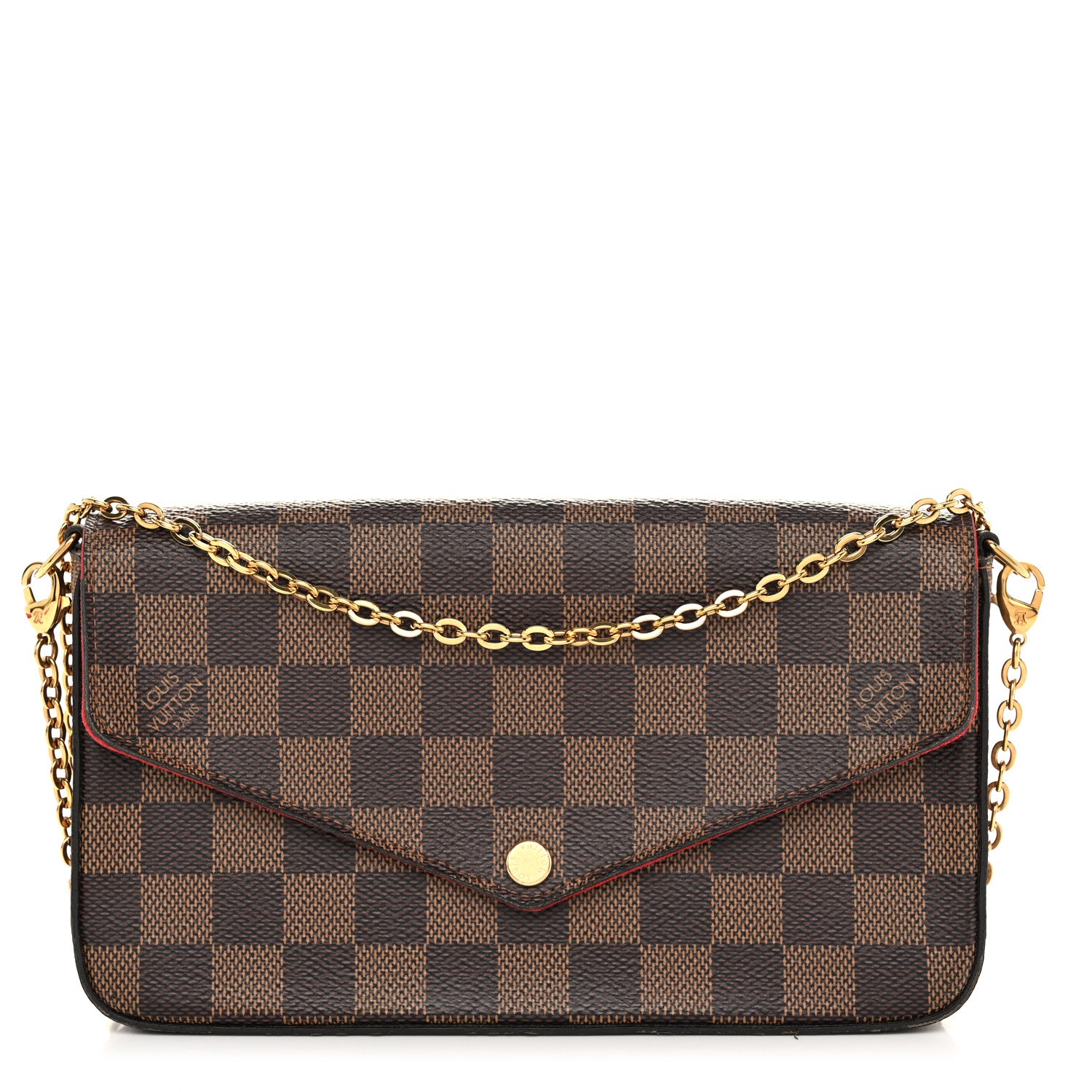 Louis Vuitton Damier Ebene Pochette Felicie Chain Wallet 1 of 12