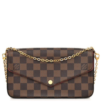 Louis Vuitton Damier Ebene Pochette Felicie Chain Wallet 1 of 12