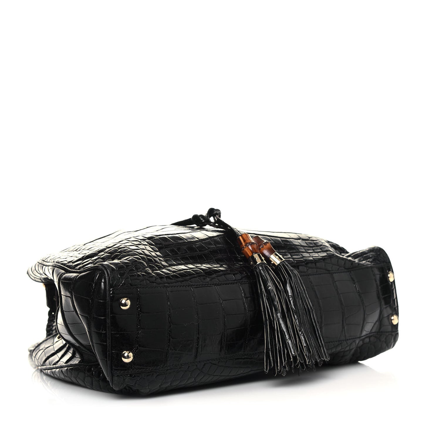 Crocodile Peggy Braided Tote Black