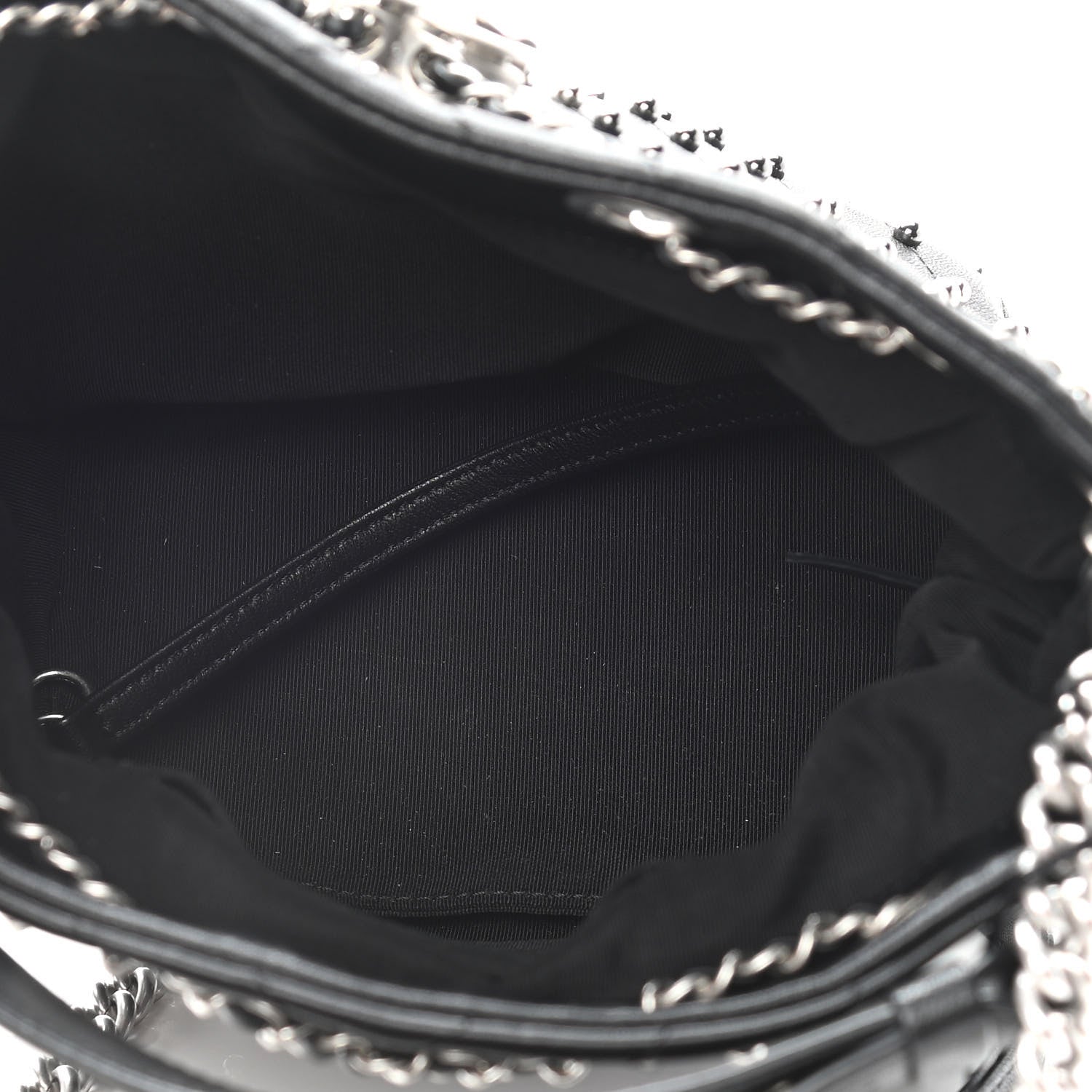 Chanel Lambskin Studded Chevron Quilted Small Stud Wars Drawstring Bag Black 5 of 10