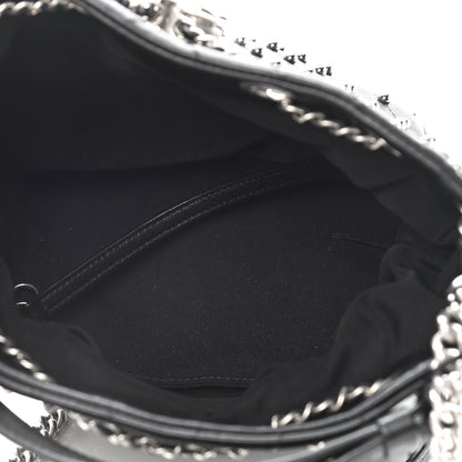 Chanel Lambskin Studded Chevron Quilted Small Stud Wars Drawstring Bag Black 5 of 10