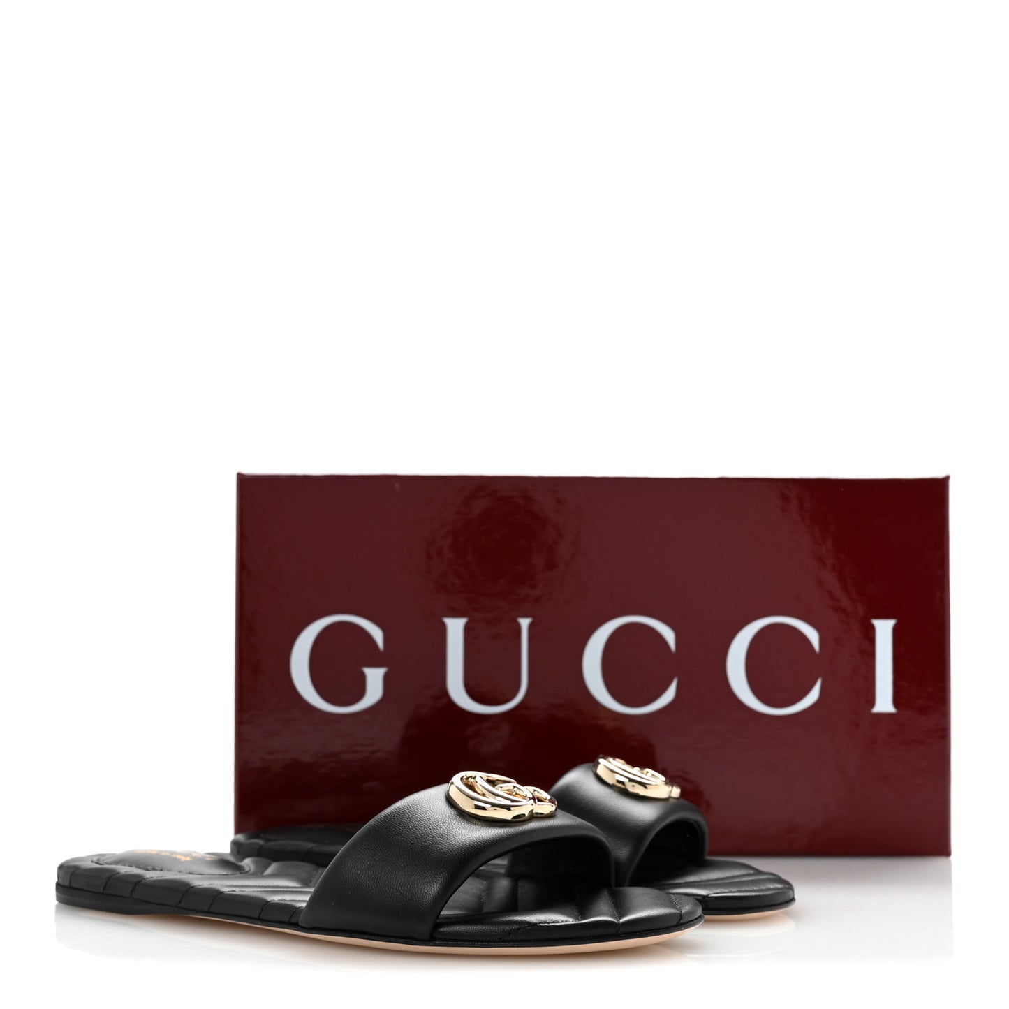 Nappa Matelasse GG Marmont Flat Slide Sandals 37.5 Black
